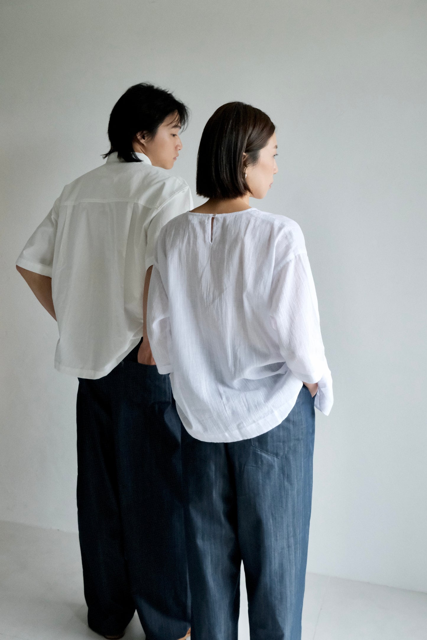 Unisex 打摺牛仔寬褲