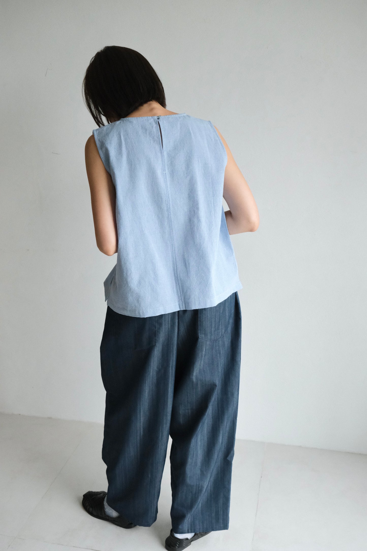 Unisex 打摺牛仔寬褲