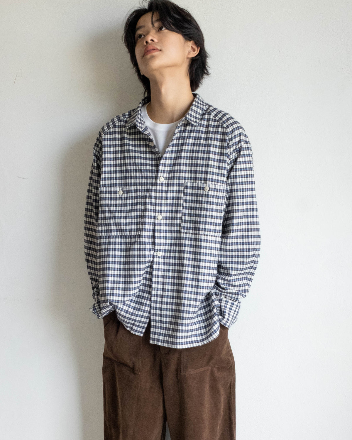 雙口袋日常襯衫 - 格紋