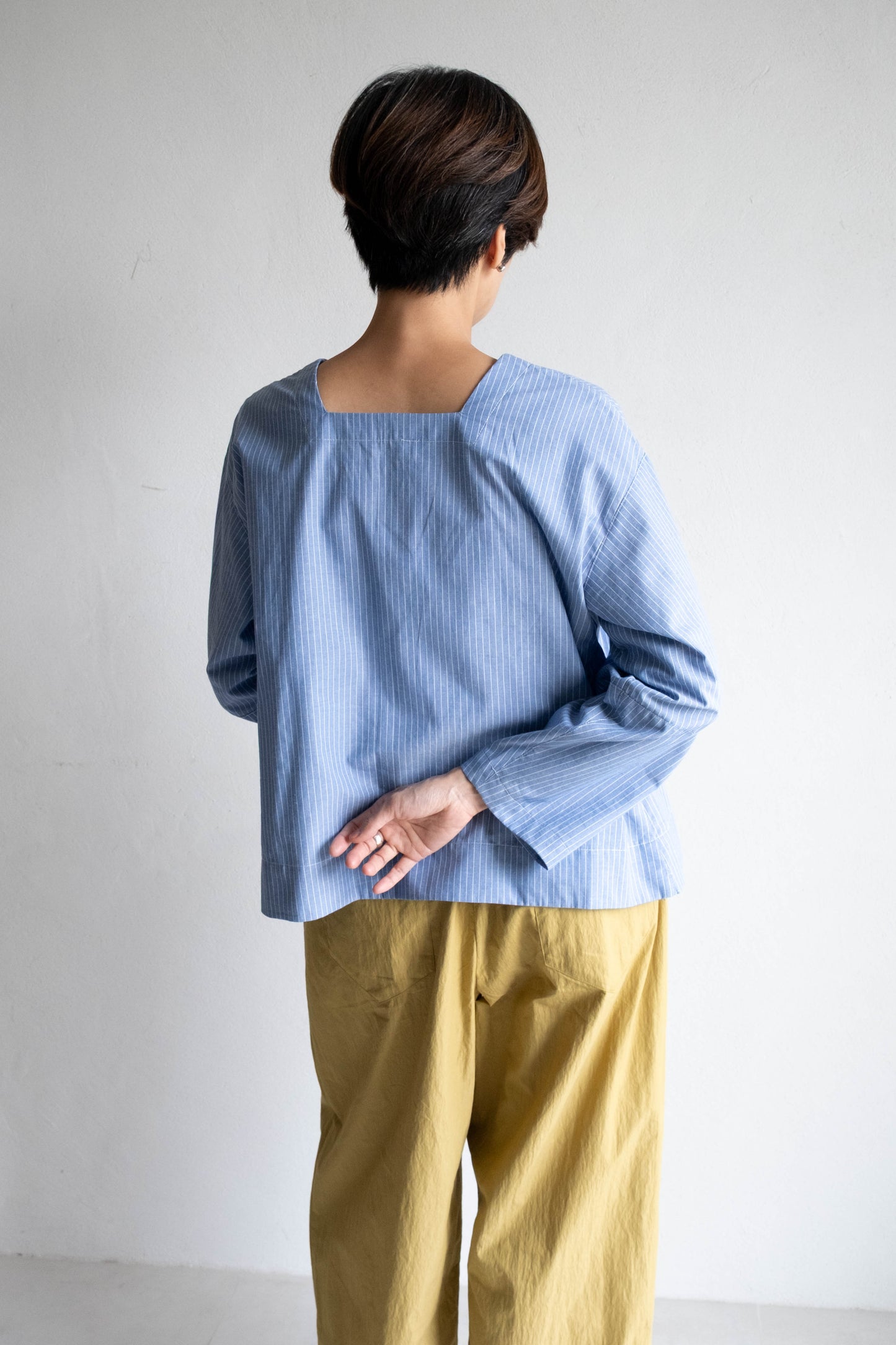 棉混紡打褶寬褲 - 芥末黃(new)