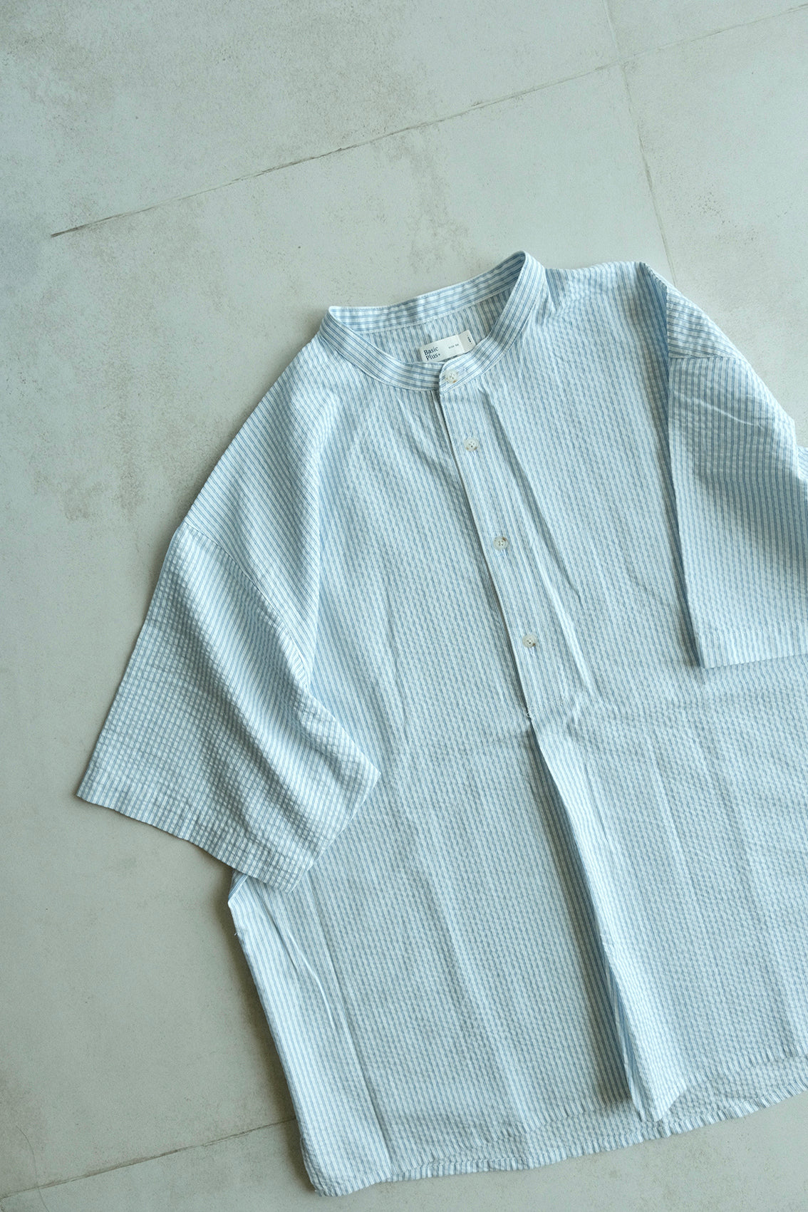 泡泡紗半襟活褶襯衫 (3 colors)