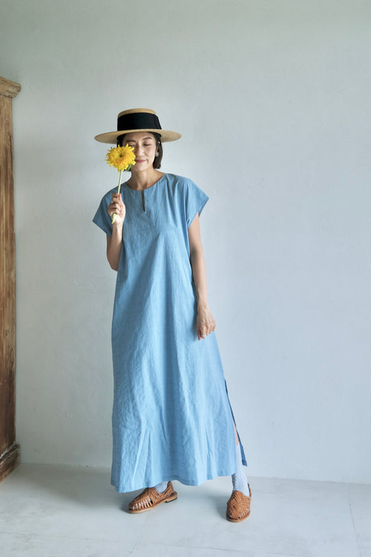 V領開襟落肩洋裝 (7 colors)