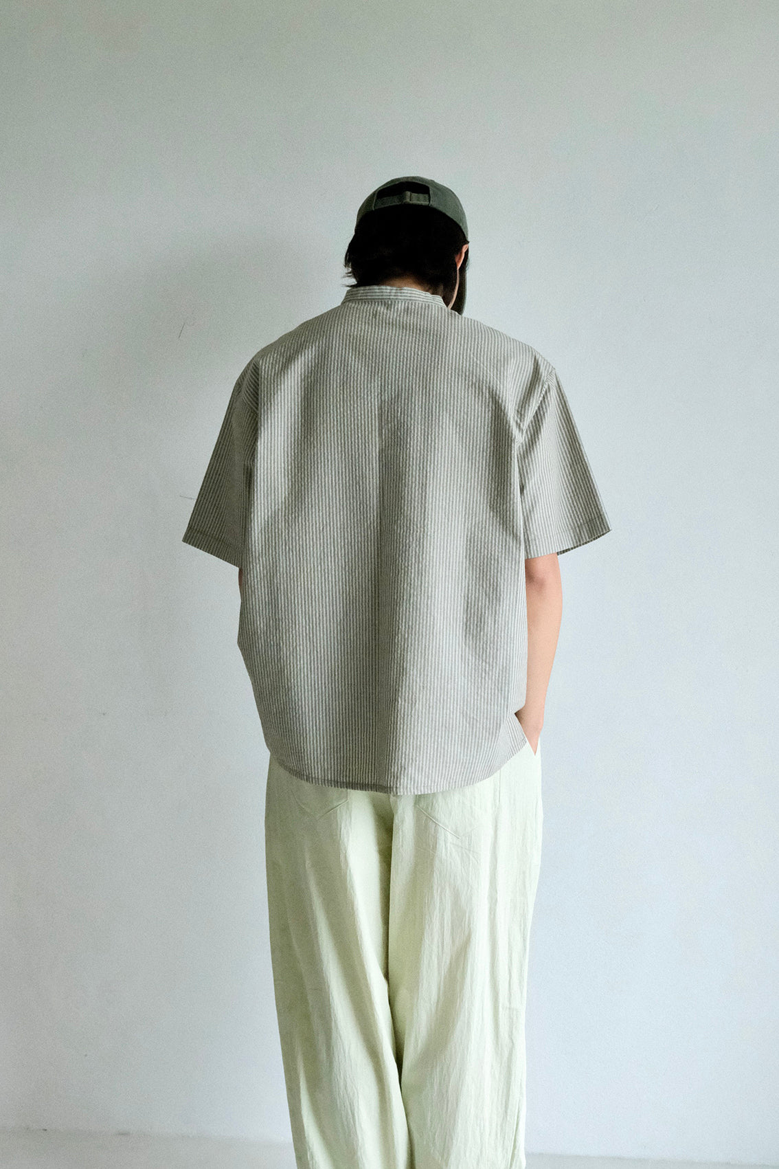 泡泡紗半襟活褶襯衫 (3 colors)