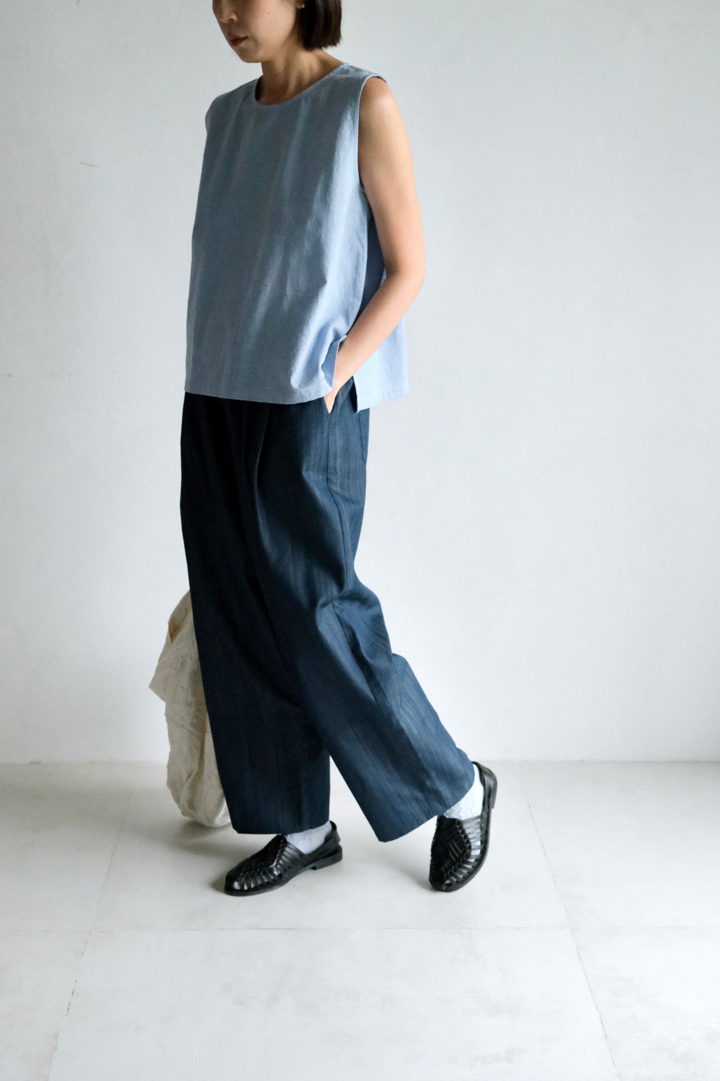 Unisex 打摺牛仔寬褲