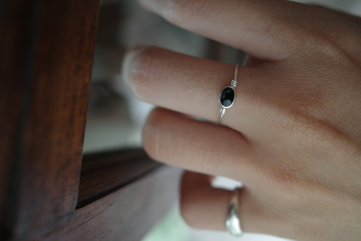 Silver Ring M002 黑瑪瑙