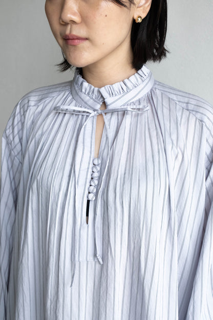 花瓣領條紋長洋 - 淺紫