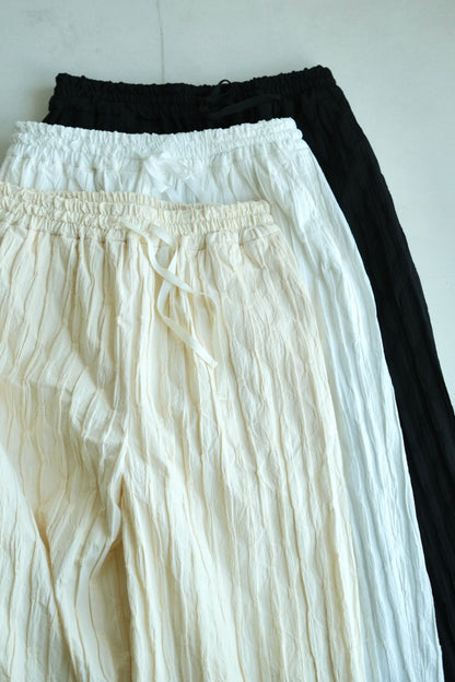 抓褶布直筒日常褲 - 乾燥粉 new