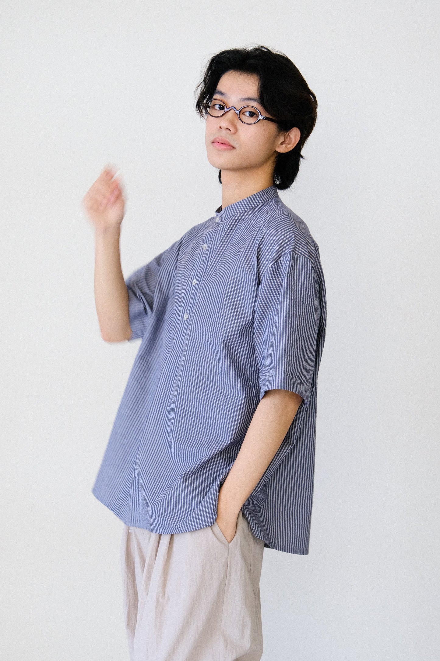 泡泡紗條紋襯衫 (3 colors)
