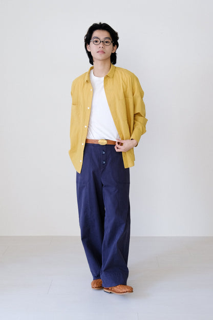 條紋長袖雙口袋襯衫 (5 colors)