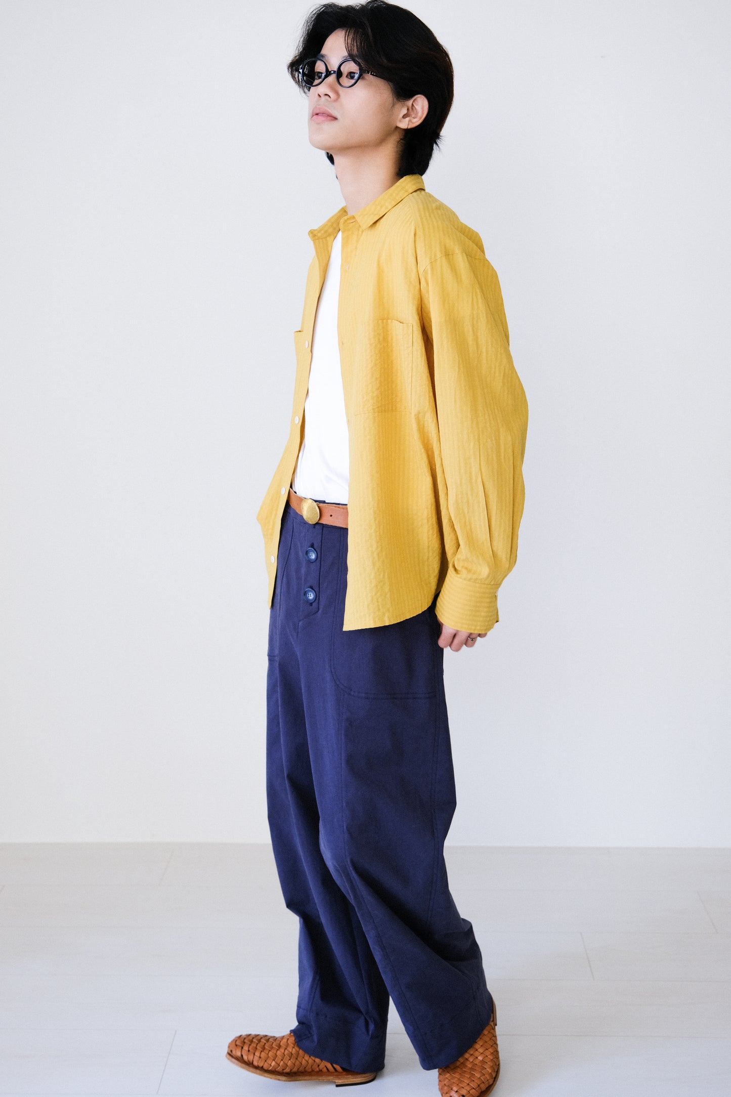 條紋長袖雙口袋襯衫 (5 colors)