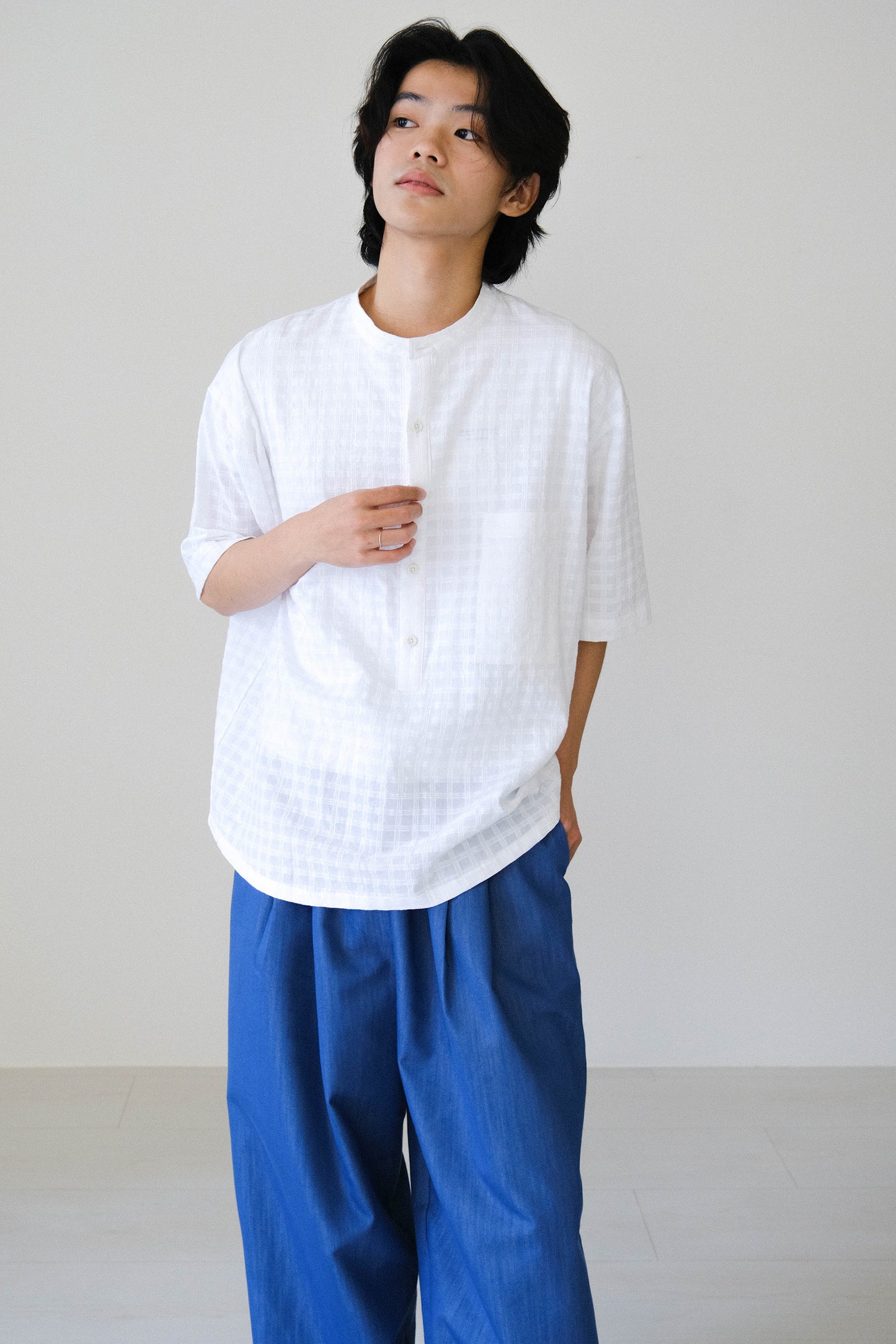 半開襟格紋上衣 (2 colors)