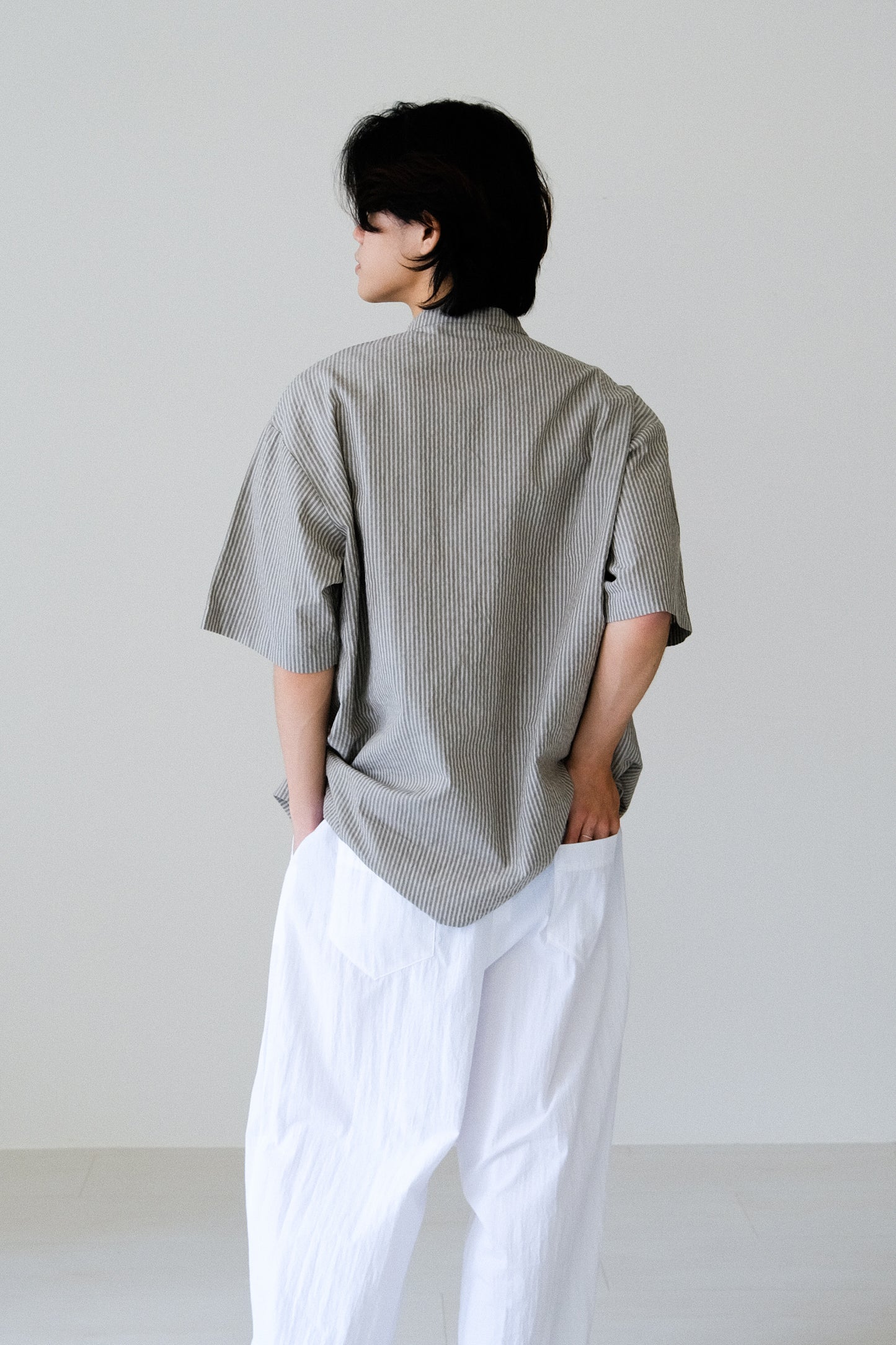 混紡打褶寬褲 (4 colors)