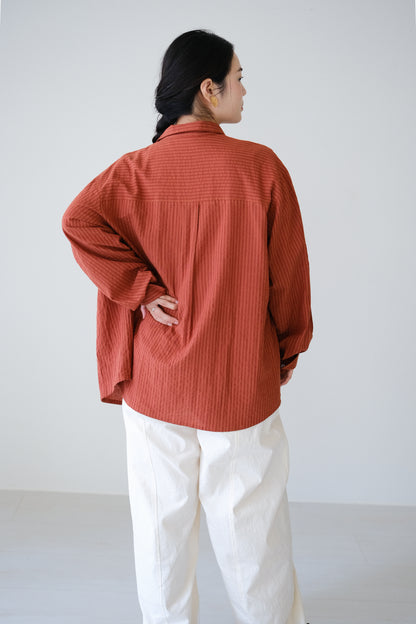 條紋長袖雙口袋襯衫 (5 colors)