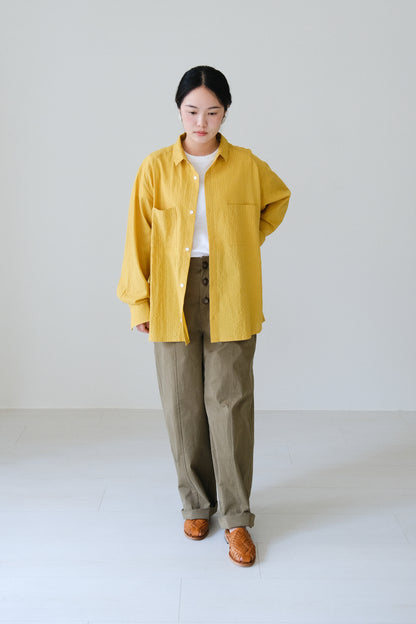 條紋長袖雙口袋襯衫 (5 colors)