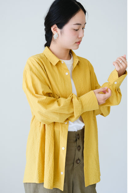 條紋長袖雙口袋襯衫 (5 colors)