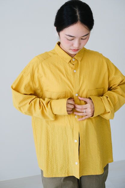 條紋長袖雙口袋襯衫 (5 colors)