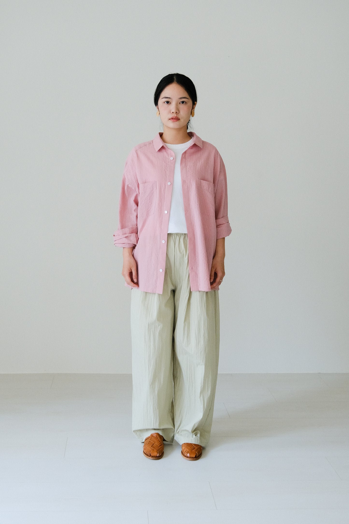 條紋長袖雙口袋襯衫 (5 colors)
