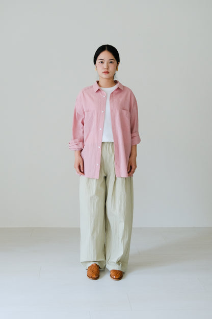 條紋長袖雙口袋襯衫 (5 colors)