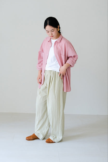 混紡打褶寬褲 (4 colors)