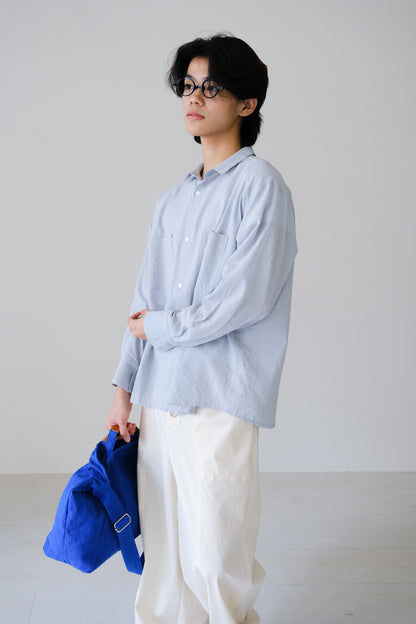 條紋長袖雙口袋襯衫 (5 colors)