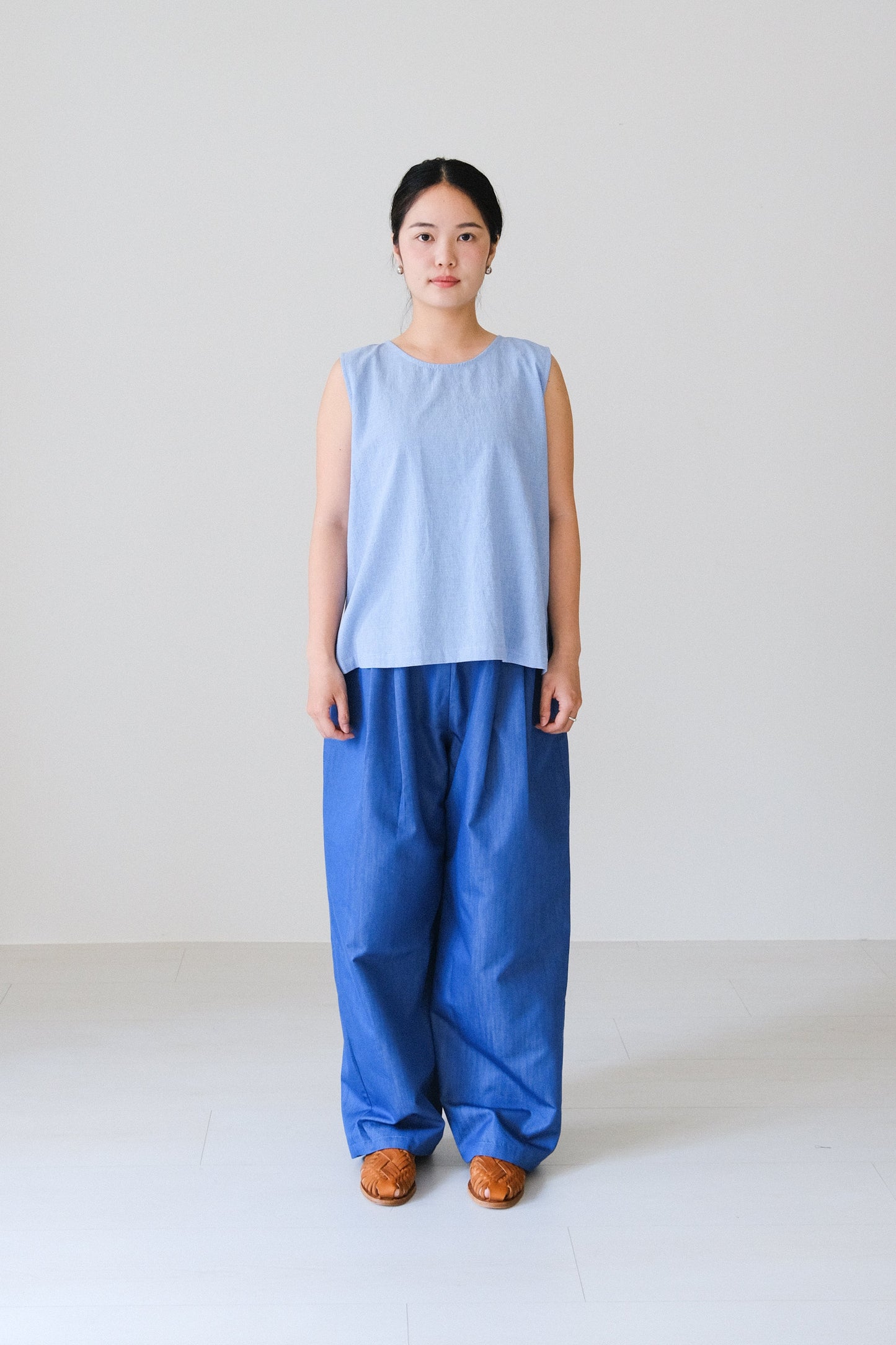 打摺牛仔鬆緊帶寬褲 (2 colors)