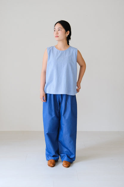 打摺牛仔鬆緊帶寬褲 (2 colors)