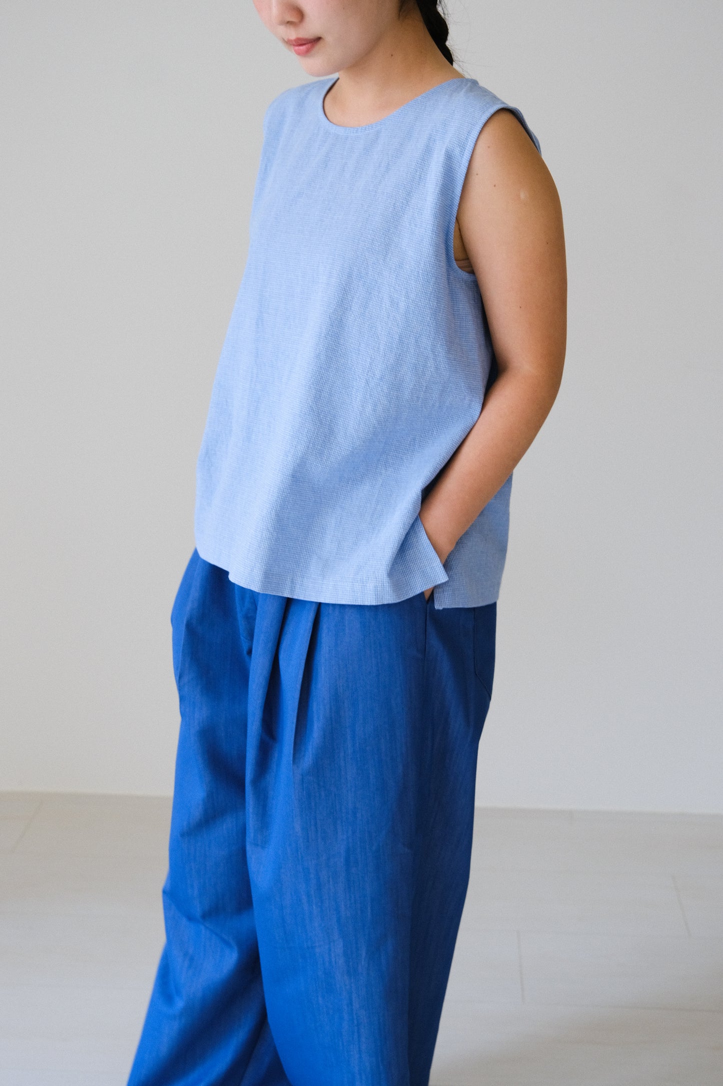 打摺牛仔鬆緊帶寬褲 (2 colors)