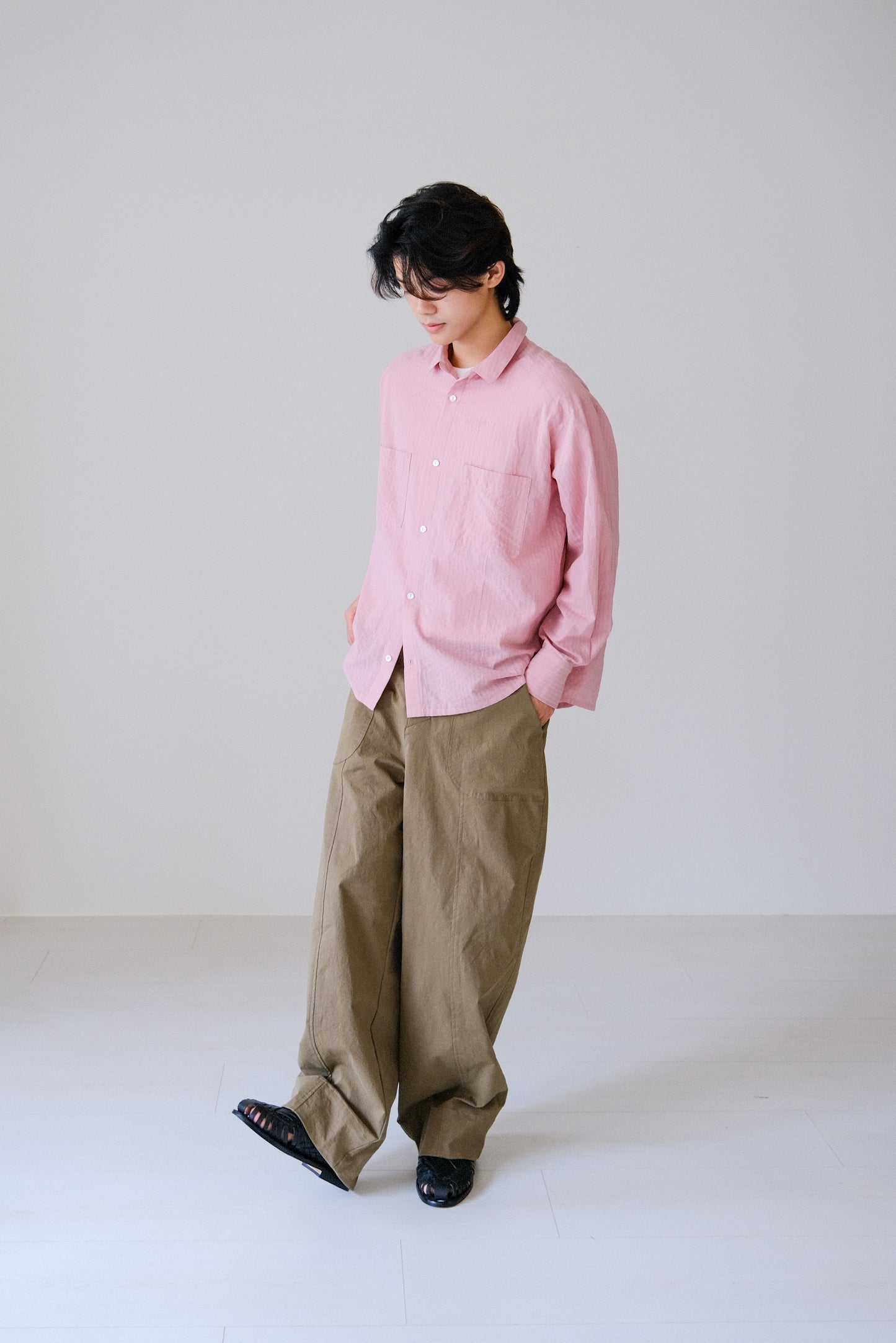 條紋長袖雙口袋襯衫 (5 colors)