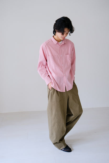 條紋長袖雙口袋襯衫 (5 colors)