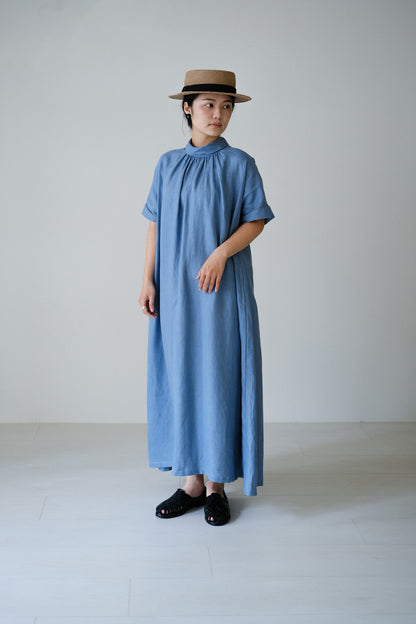 小高領連袖亞麻洋裝(可選色訂製)