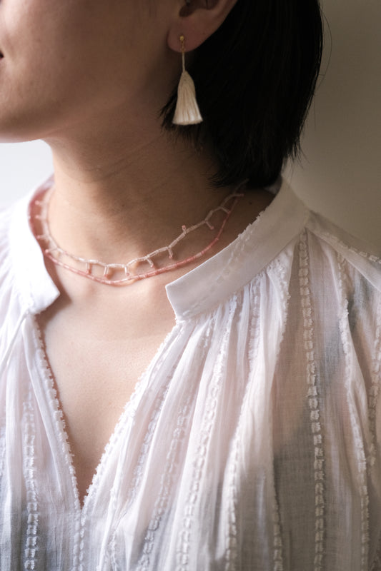 2 series stone necklace - pink