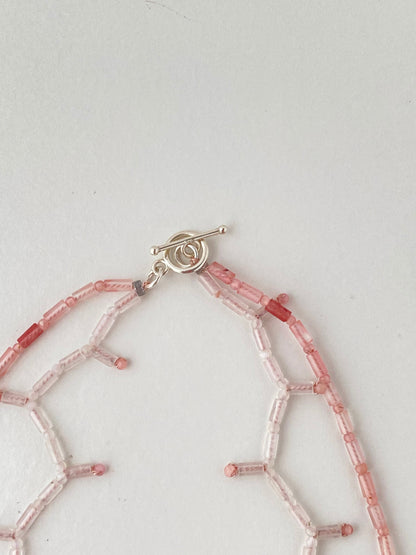 2 series stone necklace - pink