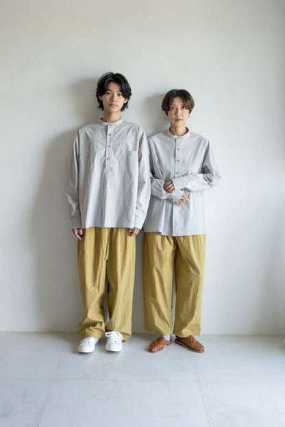 棉混紡打褶寬褲 - 芥末黃(new)