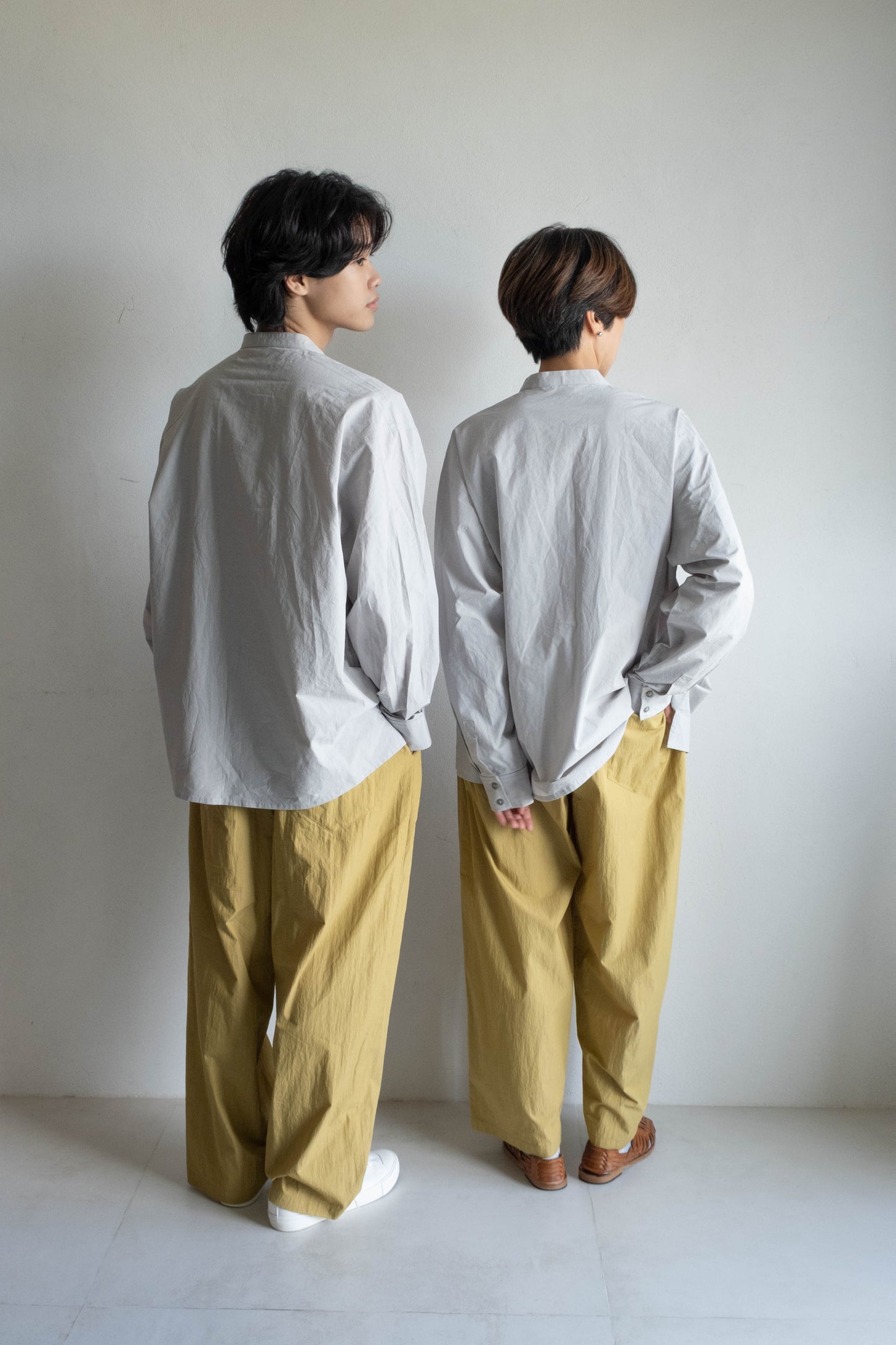 棉混紡打褶寬褲 - 芥末黃(new)