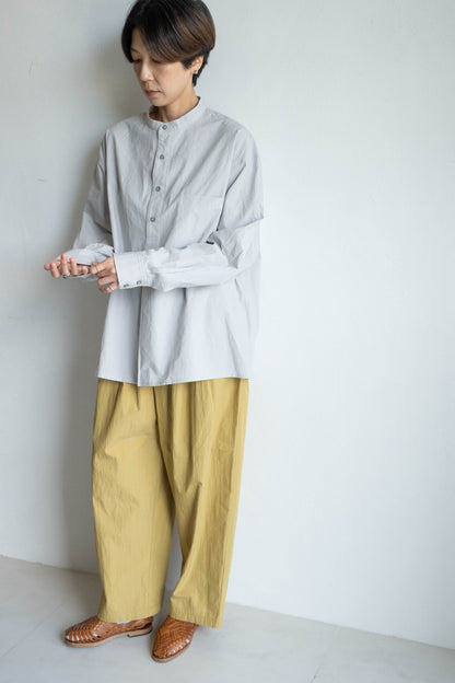 棉混紡打褶寬褲 - 芥末黃(new)