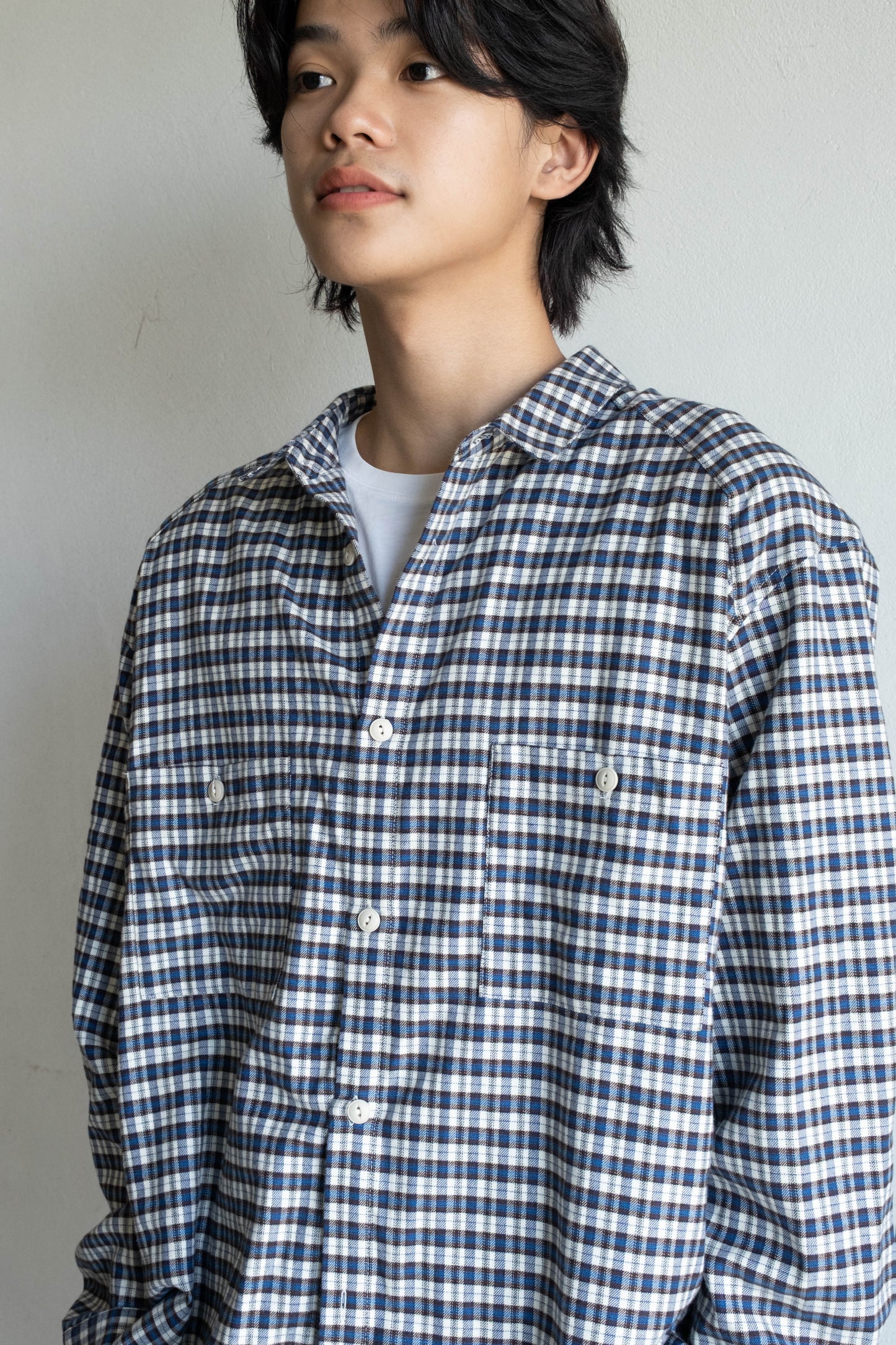 雙口袋日常襯衫 - 格紋