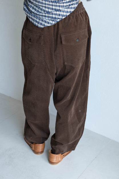 燈芯絨貼袋長褲 - 咖啡