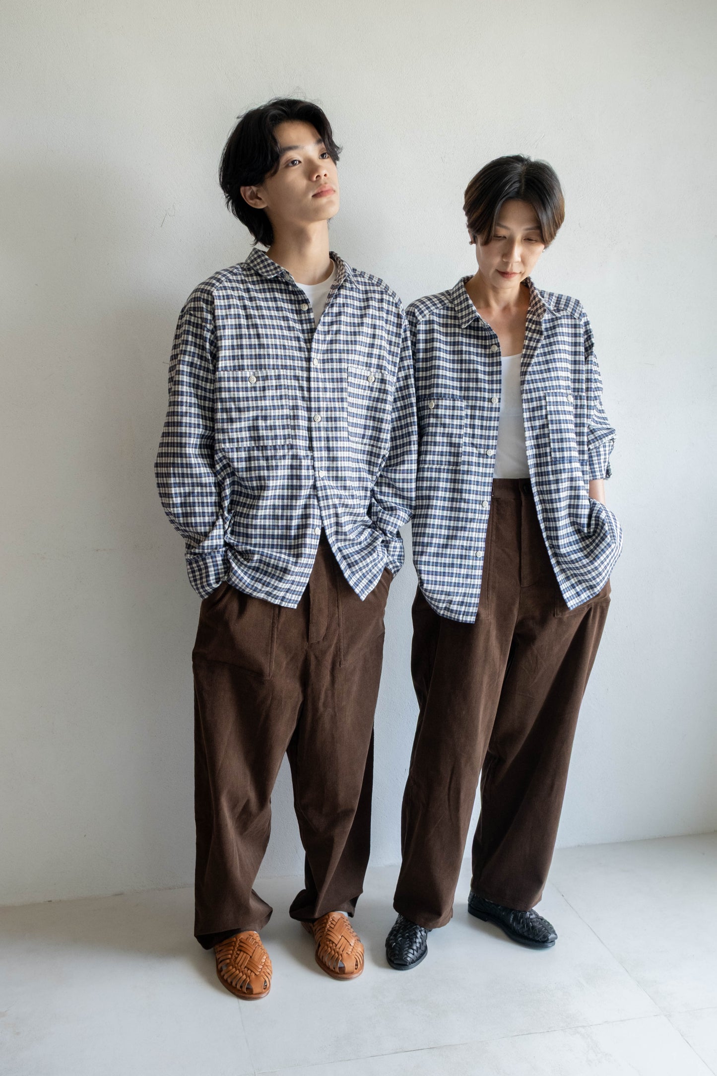 燈芯絨貼袋長褲 - 咖啡