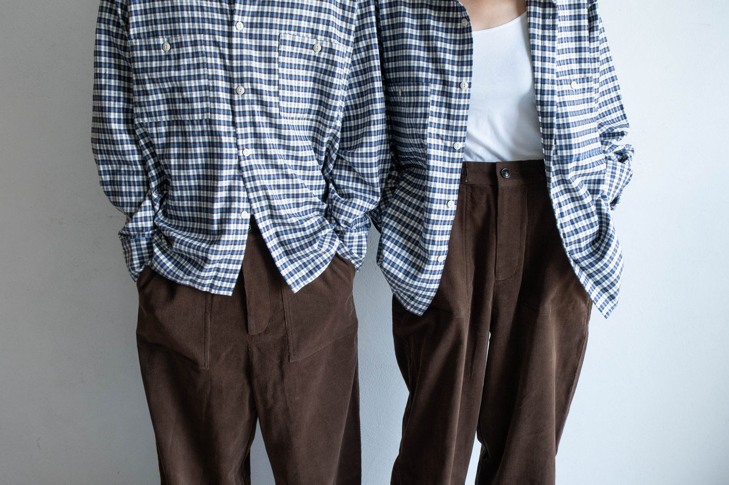 雙口袋日常襯衫 - 格紋