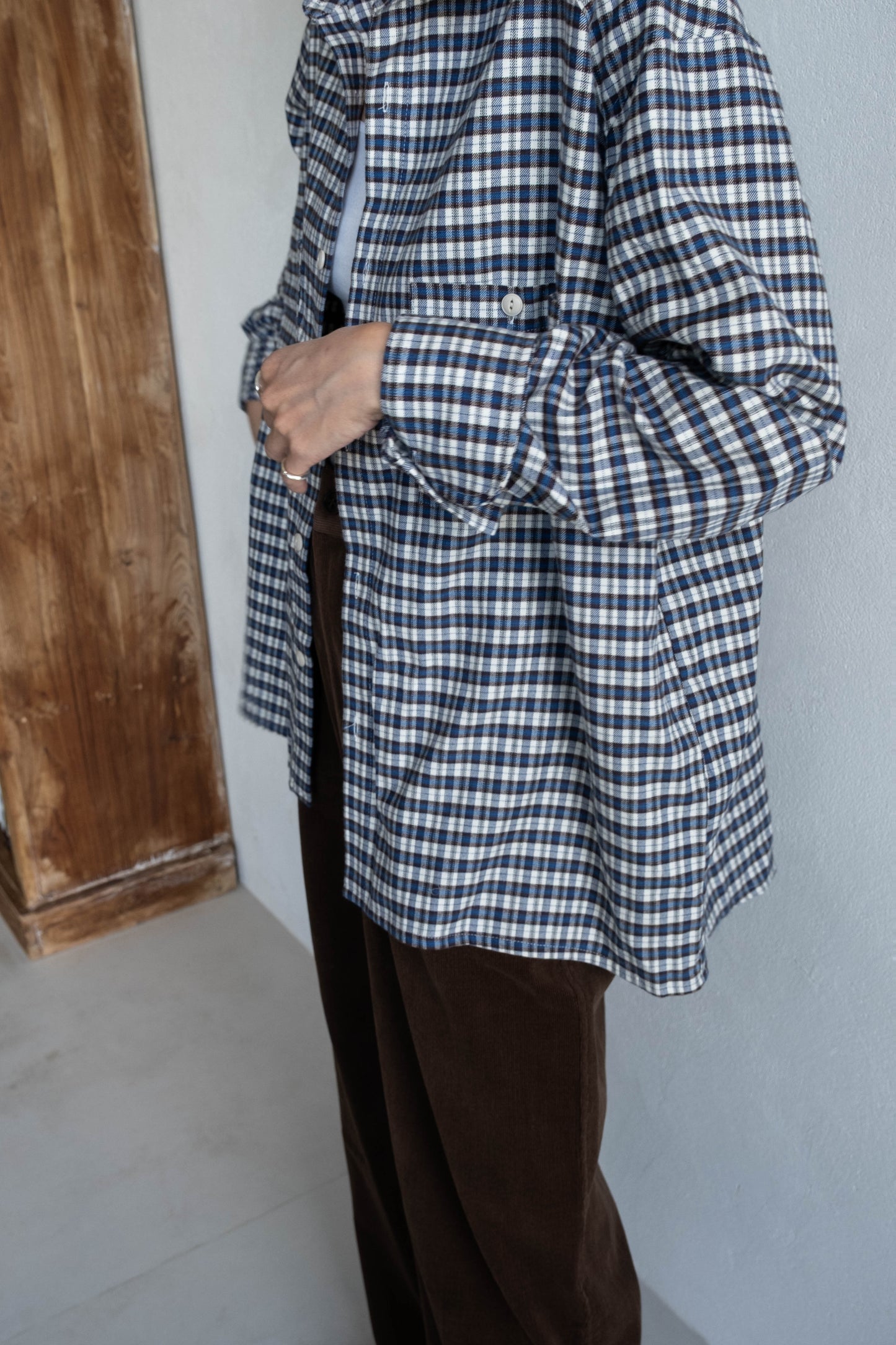 雙口袋日常襯衫 - 格紋