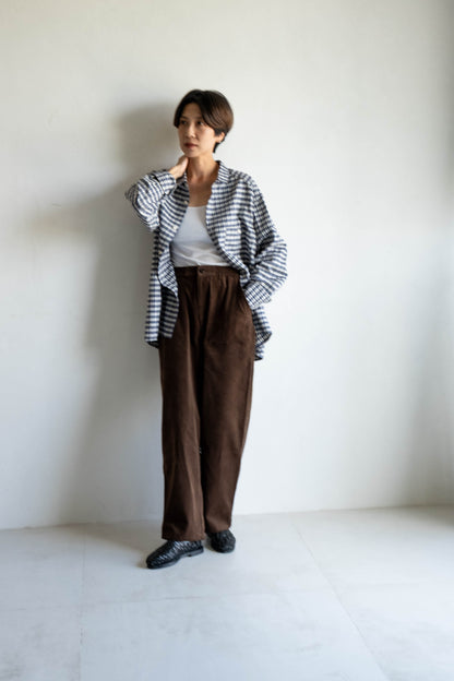 燈芯絨貼袋長褲 - 咖啡