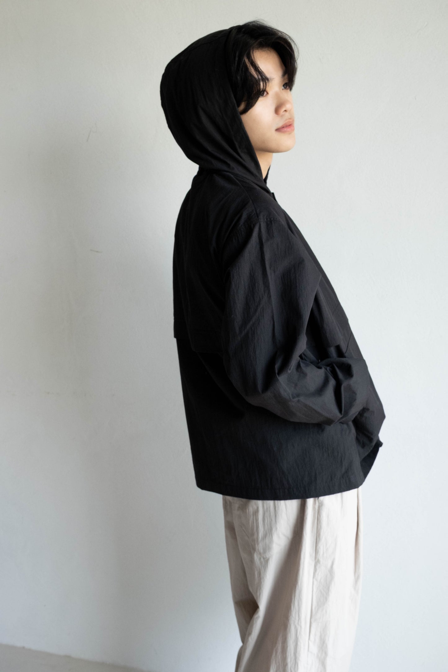 中性連帽上衣 - 黑