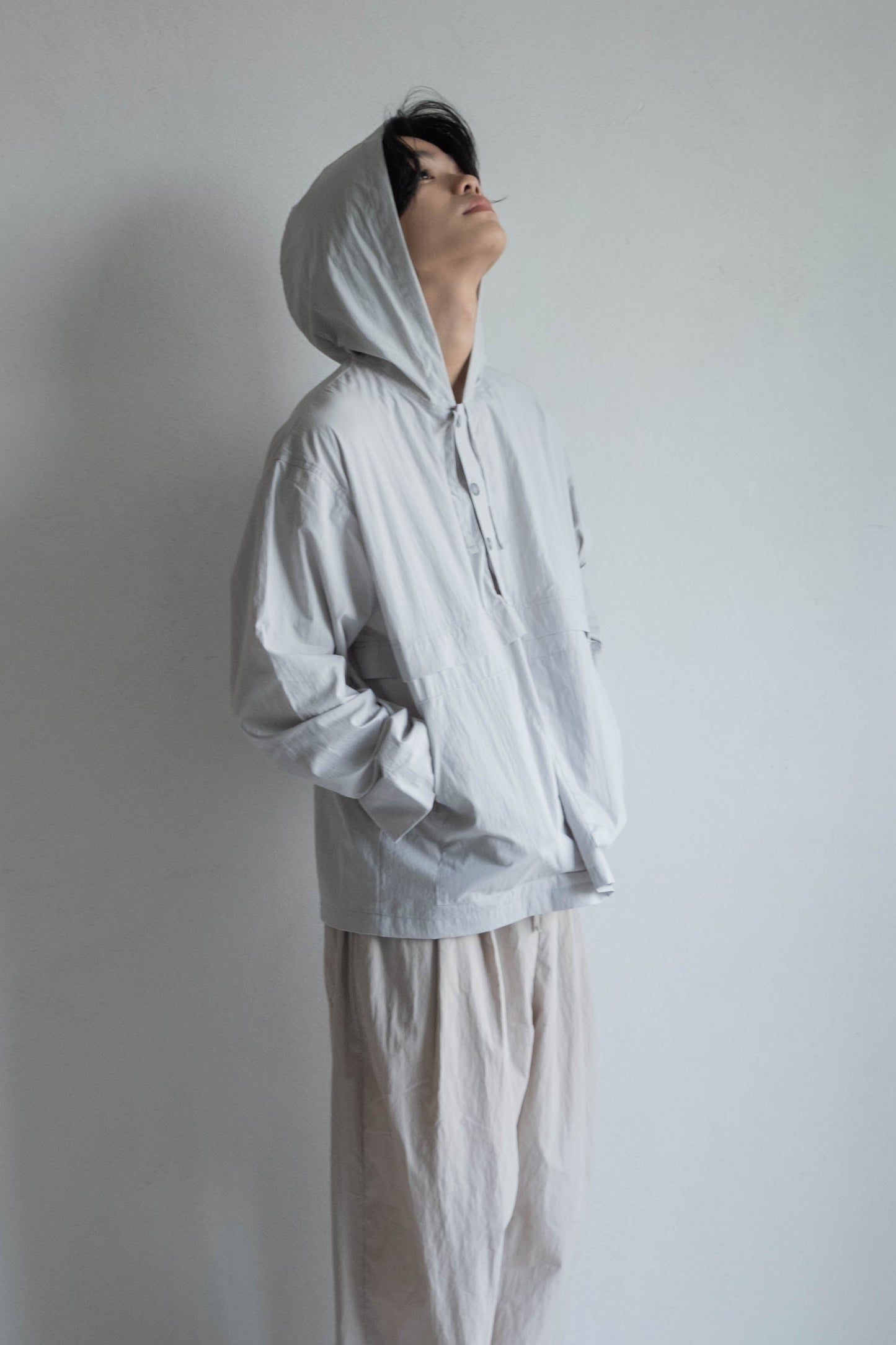 中性連帽上衣 - 淺灰