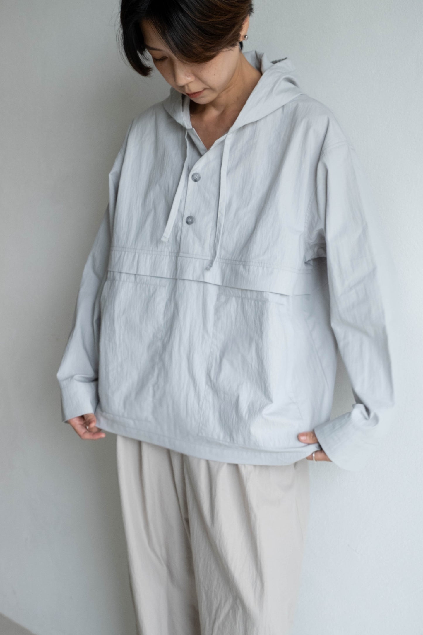 中性連帽上衣 - 淺灰