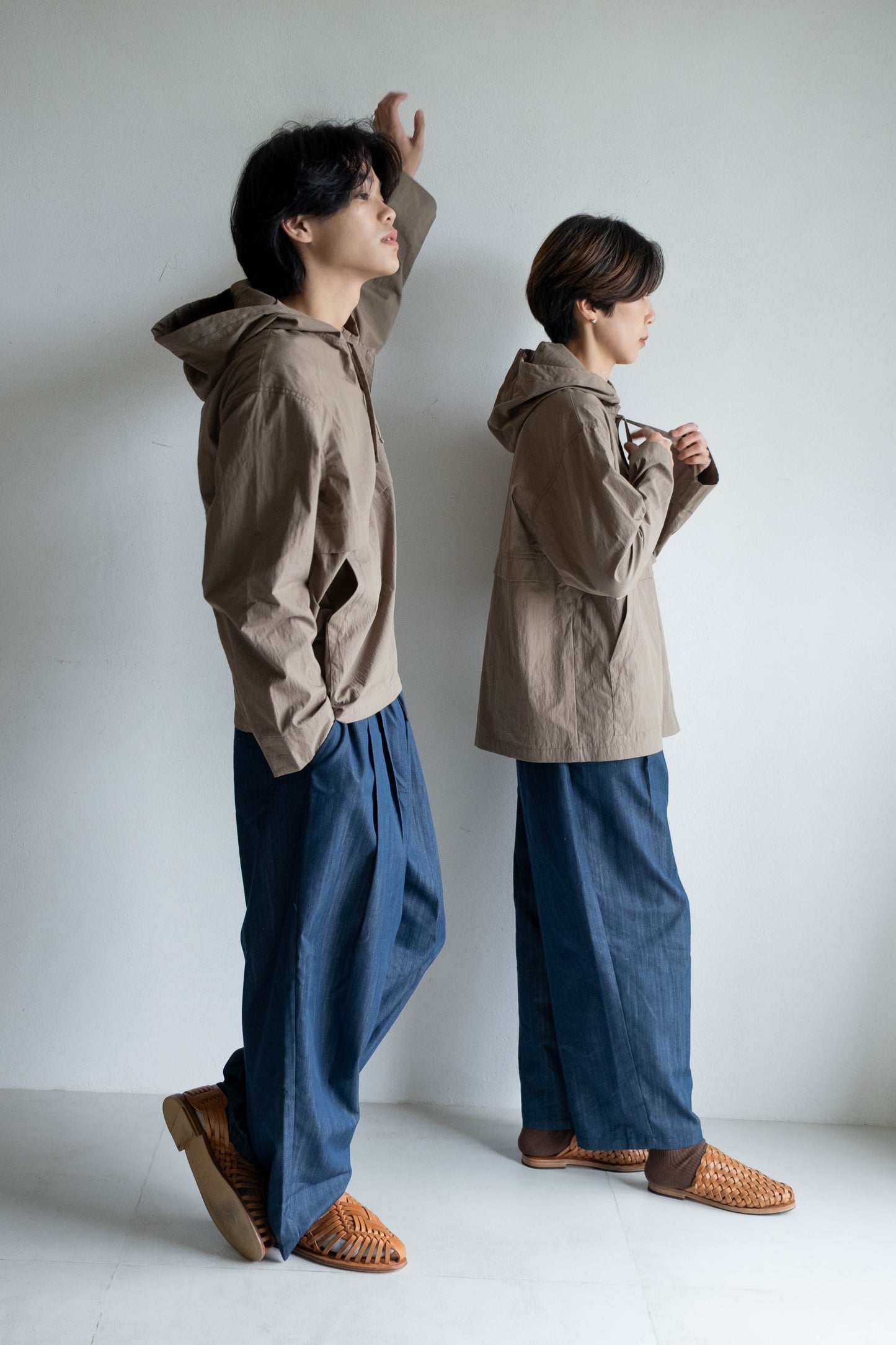 中性連帽上衣 - 灰褐