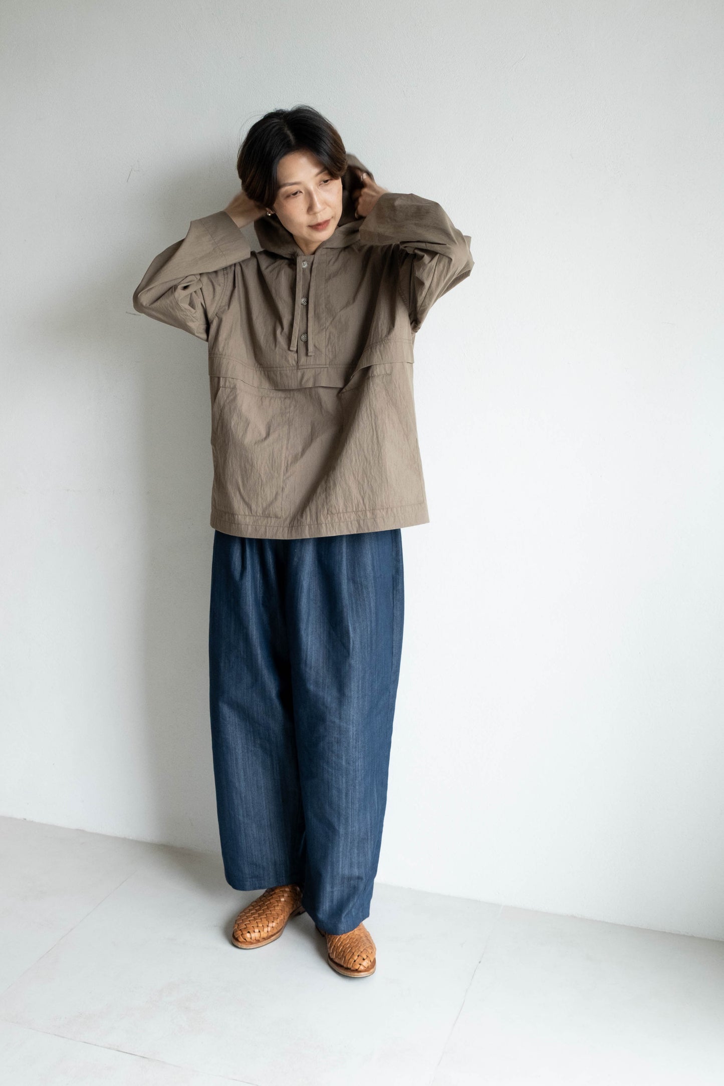 中性連帽上衣 - 灰褐