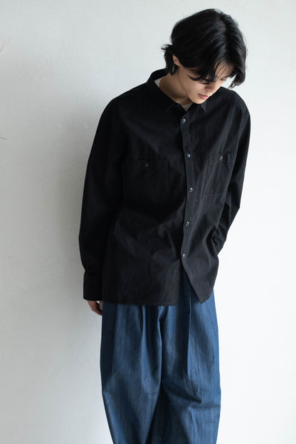 雙口袋日常襯衫 - 黑