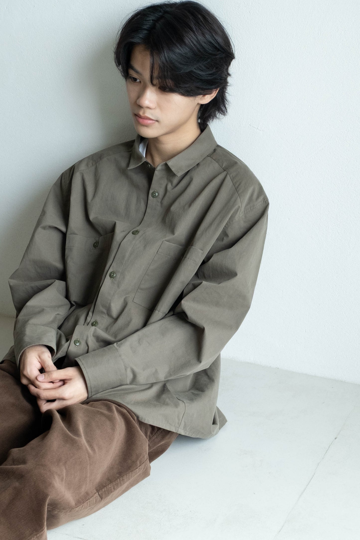 雙口袋日常襯衫 - 軍綠