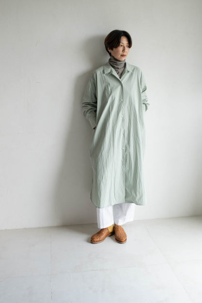 翻領長版襯衫外套 - 薄荷綠