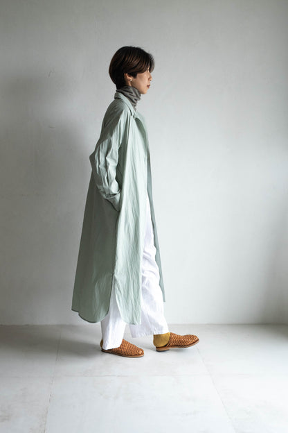 翻領長版襯衫外套 - 薄荷綠